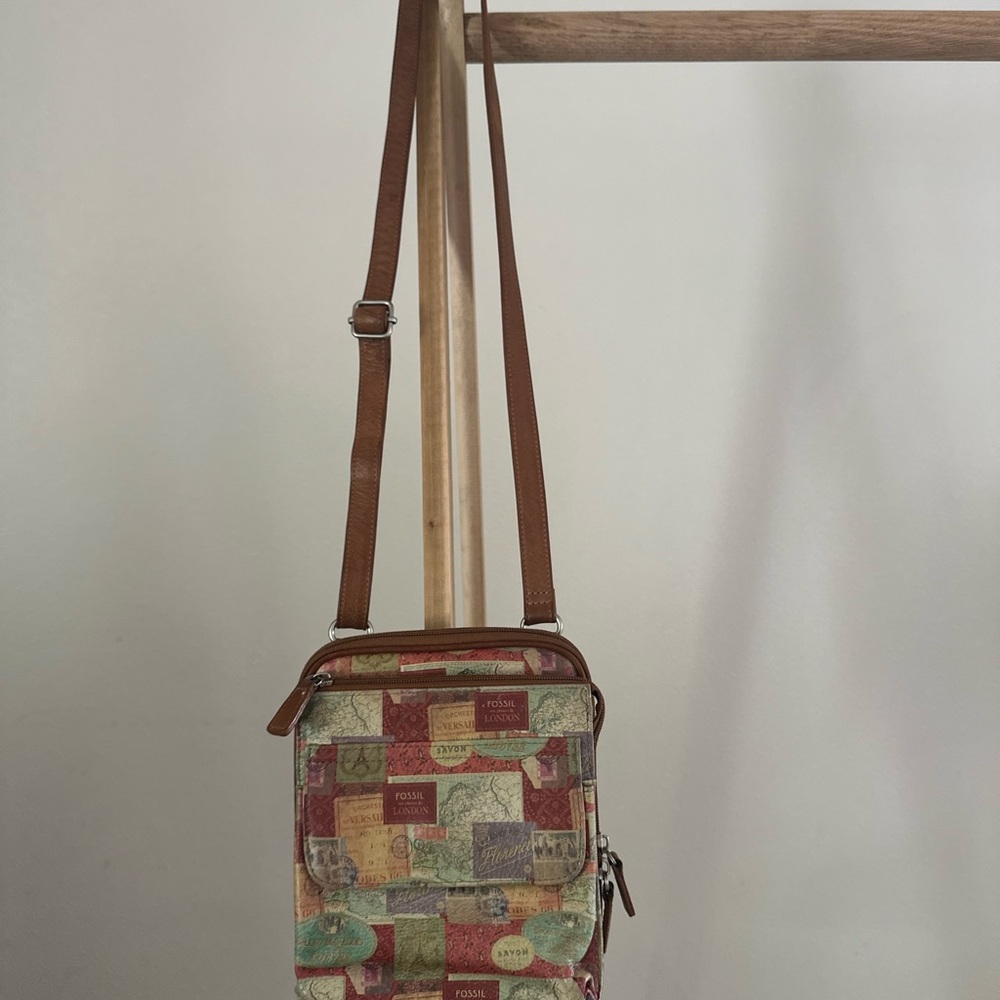 Vintage Fossil Leather Multicolor Patchwork Women… - image 2